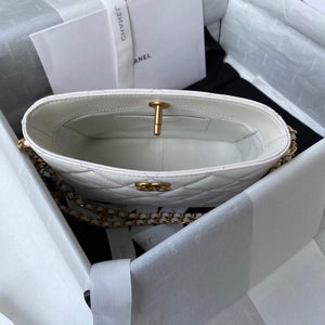 Chanel Small Hobo Bag Lambskin Gold AS3223 White - Default Title - View 7