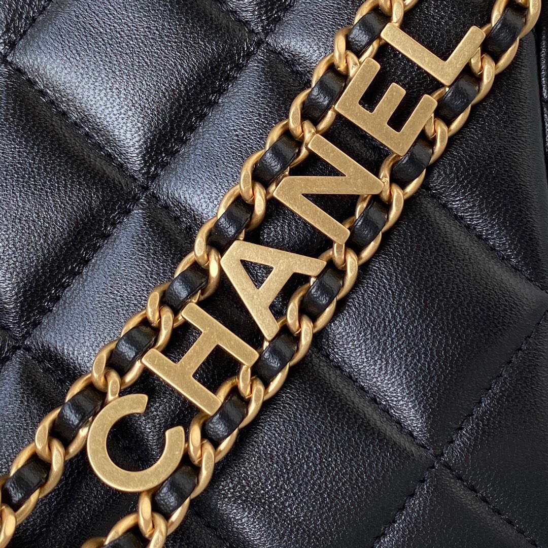 Chanel Small Hobo Bag Lambskin Gold AS3223 Black - Default Title - View 4