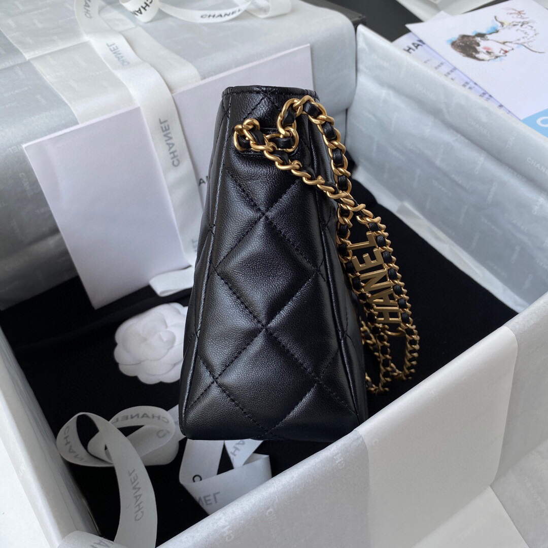 Chanel Small Hobo Bag Lambskin Gold AS3223 Black - Default Title - View 6