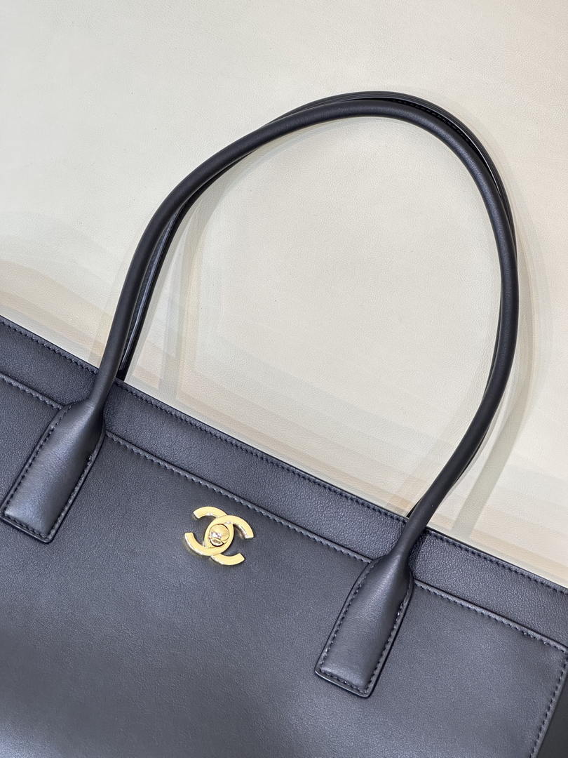 Chanel Small Shopping Bag Calfskin & Gold-Tone Metal AS6243 Black - Default Title - View 8