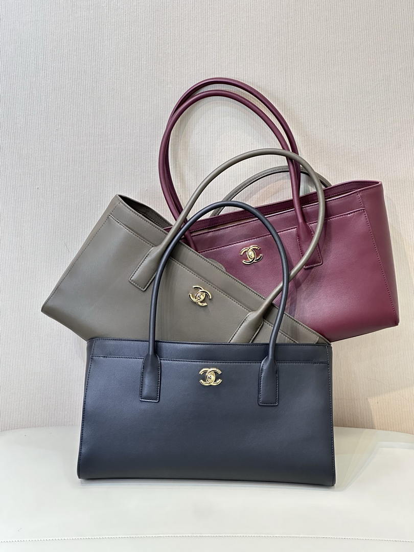 Chanel Small Shopping Bag  Calfskin & Gold-Tone Metal AS6243  Dark Burgundy