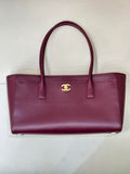 Chanel Small Shopping Bag  Calfskin & Gold-Tone Metal AS6243  Dark Burgundy