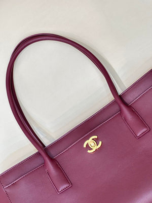 Chanel Small Shopping Bag  Calfskin & Gold-Tone Metal AS6243  Dark Burgundy - Default Title - View 7