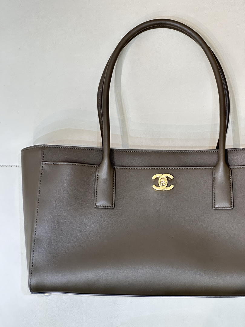 Chanel Small Shopping Bag  Calfskin & Gold-Tone Metal AS6243  Dark Green - Default Title - View 4