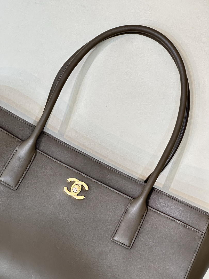 Chanel Small Shopping Bag  Calfskin & Gold-Tone Metal AS6243  Dark Green