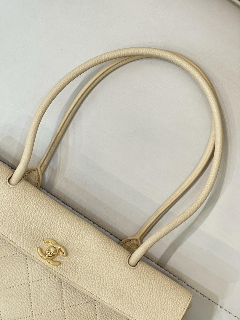 Chanel Small shopping bag Grained calfskin & gold-tone metal AS6288 Dark Beige