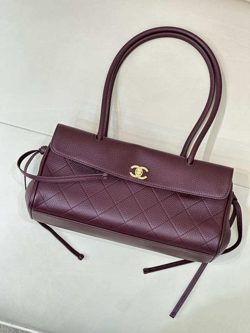 Chanel Small shopping bag Grained calfskin & gold-tone metal AS6288 Wine Red