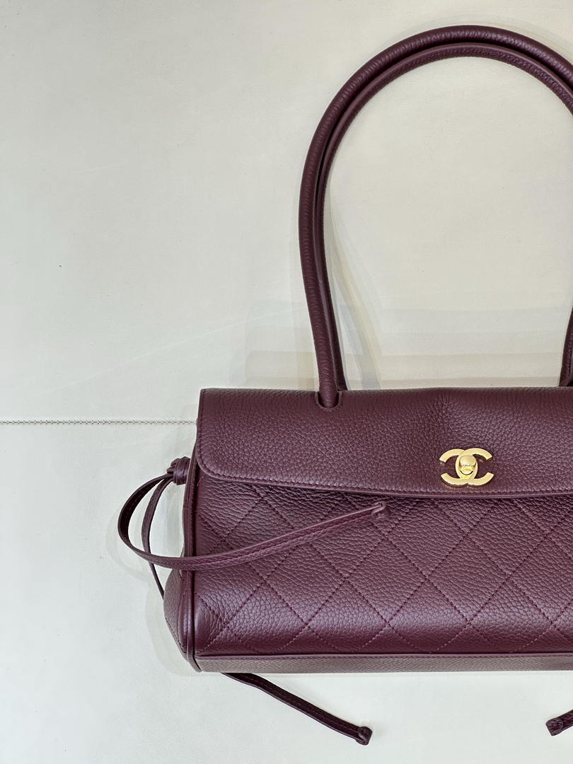 Chanel Small shopping bag Grained calfskin & gold-tone metal AS6288 Wine Red
