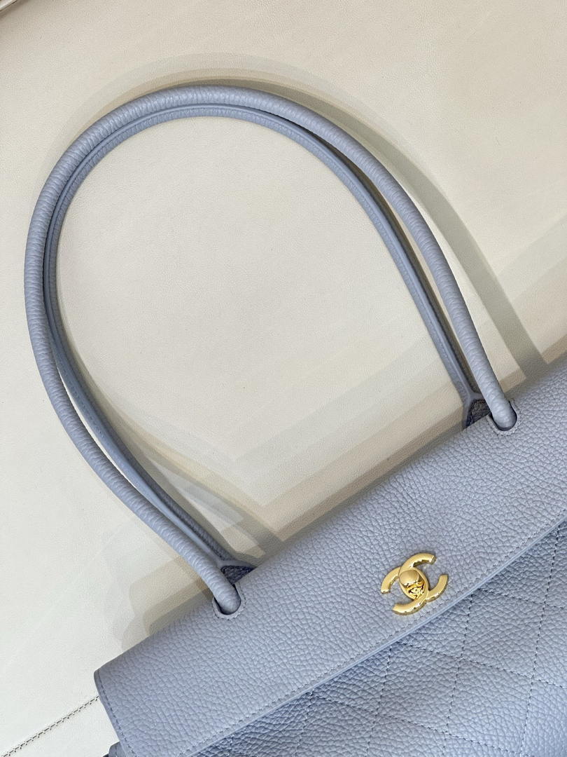 Chanel Small shopping bag Grained calfskin & gold-tone metal AS6288 Light Blue - Default Title - View 10