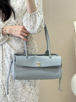 Chanel Small shopping bag Grained calfskin & gold-tone metal AS6288 Light Blue - Default Title - View 4