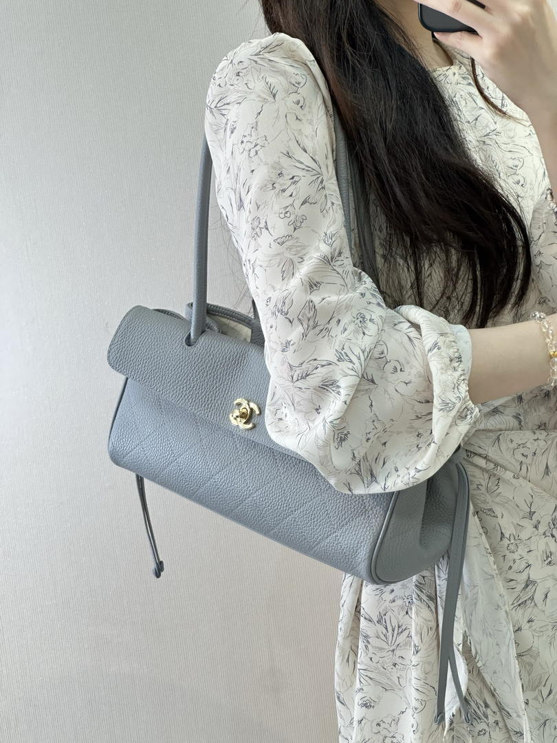 Chanel Small shopping bag Grained calfskin & gold-tone metal AS6288 Light Blue - Default Title - View 2
