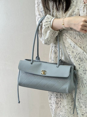 Chanel Small shopping bag Grained calfskin & gold-tone metal AS6288 Light Blue - Default Title - View 16