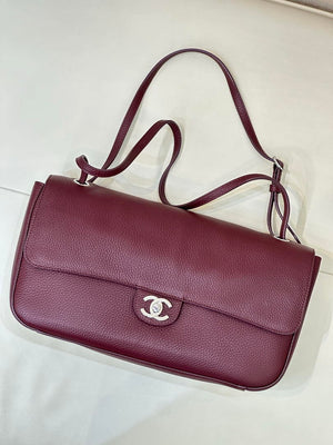 Chanel Maxi Flapbag Grained calfskin & gold-tone metal AS6231 Wine Red - Gold - View 2