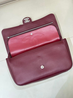 Chanel Maxi Flapbag Grained calfskin & gold-tone metal AS6231 Wine Red - Gold - View 5