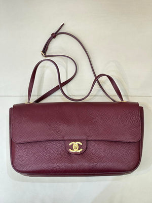 Chanel Maxi Flapbag Grained calfskin & gold-tone metal AS6231 Wine Red - Gold - View 10