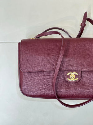 Chanel Maxi Flapbag Grained calfskin & gold-tone metal AS6231 Wine Red - Gold - View 13