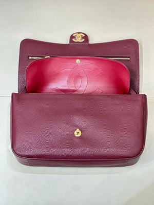 Chanel Maxi Flapbag Grained calfskin & gold-tone metal AS6231 Wine Red - Gold - View 15
