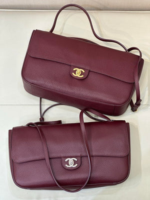 Chanel Maxi Flapbag Grained calfskin & gold-tone metal AS6231 Wine Red - Gold - View 19