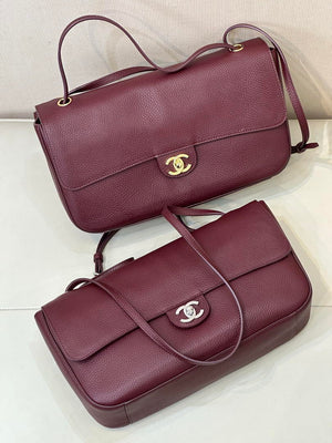 Chanel Maxi Flapbag Grained calfskin & gold-tone metal AS6231 Wine Red - Gold - View 20