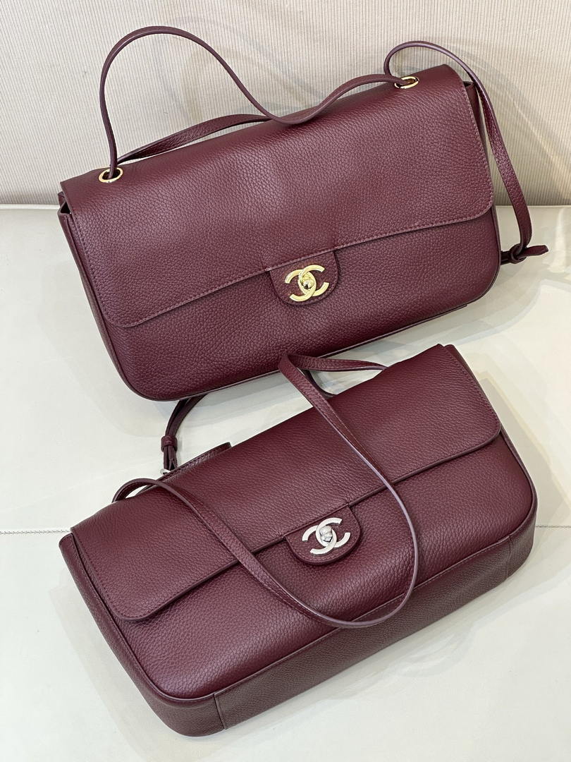 Chanel Maxi Flapbag Grained calfskin & gold-tone metal AS6231 Wine Red - Gold - View 20