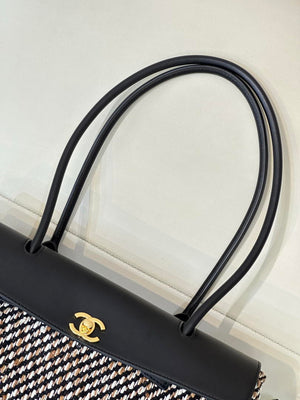 Chanel Small shopping bag Grained calfskin & gold-tone metal AS6288 Black &Tweed - Default Title - View 10
