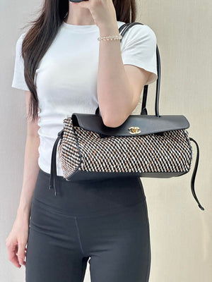Chanel Small shopping bag Grained calfskin & gold-tone metal AS6288 Black &Tweed - Default Title - View 6