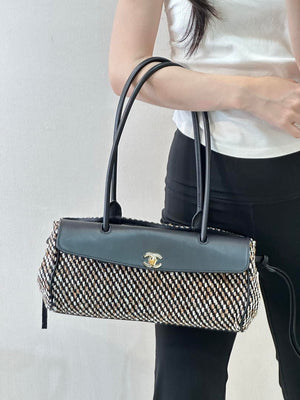Chanel Small shopping bag Grained calfskin & gold-tone metal AS6288 Black &Tweed - Default Title - View 5
