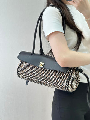 Chanel Small shopping bag Grained calfskin & gold-tone metal AS6288 Black &Tweed - Default Title - View 2