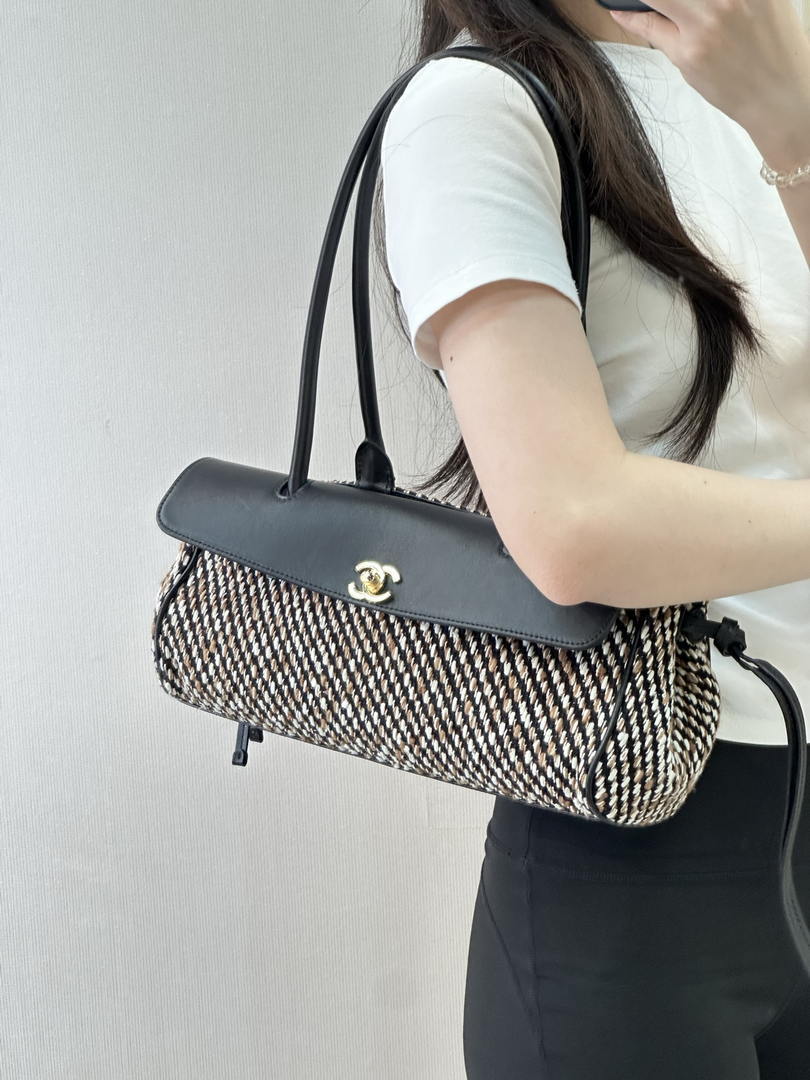 Chanel Small shopping bag Grained calfskin & gold-tone metal AS6288 Black &Tweed - Default Title - View 2