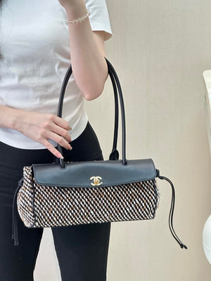 Chanel Small shopping bag Grained calfskin & gold-tone metal AS6288 Black &Tweed - Default Title - View 3