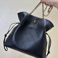 Chanel AS6495 Small Shopping Bag Lambskin Gold Black
