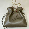 Chanel AS6495 Small Shopping Bag Lambskin Gold Khaki