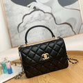 Chanel Small Trendy CC Flap Bag With Top Handle Lambskin bag A92236 Black Gold Round - Default Title - View 1