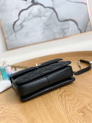 Chanel Small Trendy CC Flap Bag With Top Handle Lambskin bag A92236 Black Gold Round - Default Title - View 6