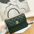 Chanel Small Trendy CC Flap Bag With Top Handle Lambskin bag A92236 Dark Green Gold - Default Title - View 1