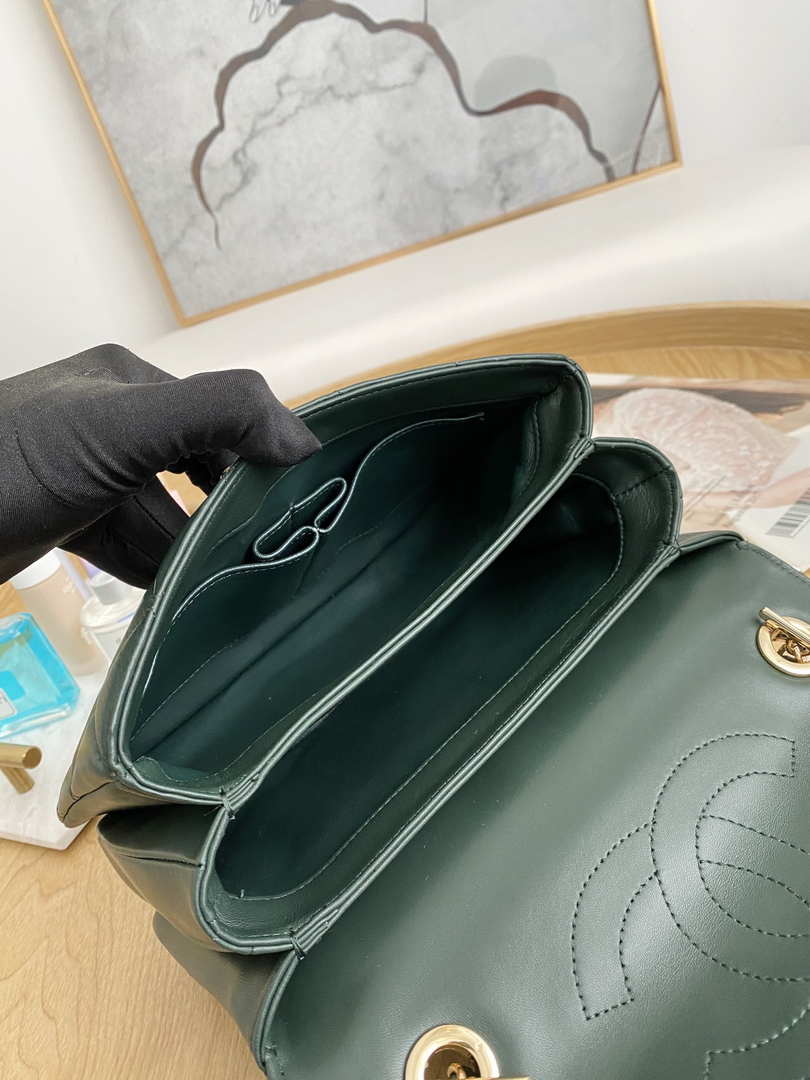 Chanel Small Trendy CC Flap Bag With Top Handle Lambskin bag A92236 Dark Green Gold - Default Title - View 8