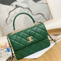 Chanel Small Trendy CC Flap Bag With Top Handle Lambskin bag A92236 Green Gold - Default Title - View 1