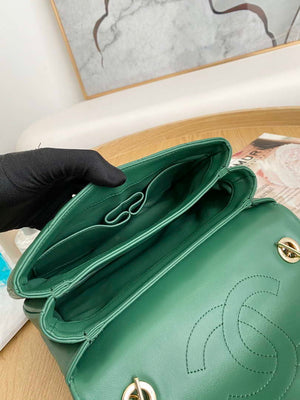 Chanel Small Trendy CC Flap Bag With Top Handle Lambskin bag A92236 Green Gold - Default Title - View 8