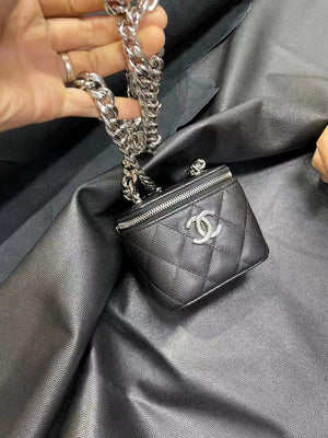 Chanel Small Vanity With Chain Bag Lambskin AP2198 Black Silvery - Default Title - View 1