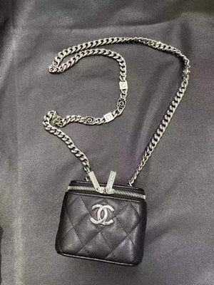 Chanel Small Vanity With Chain Bag Lambskin AP2198 Black Silvery - Default Title - View 6