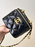 Chanel Small Vanity with Chain Shiny Calfskin Black AP2292 Gold
