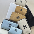 Chanel Small Zipped Pouch Canvas Calfskin & Silver-Tone Metal  AP5226 Blue & Black - Default Title - View 1