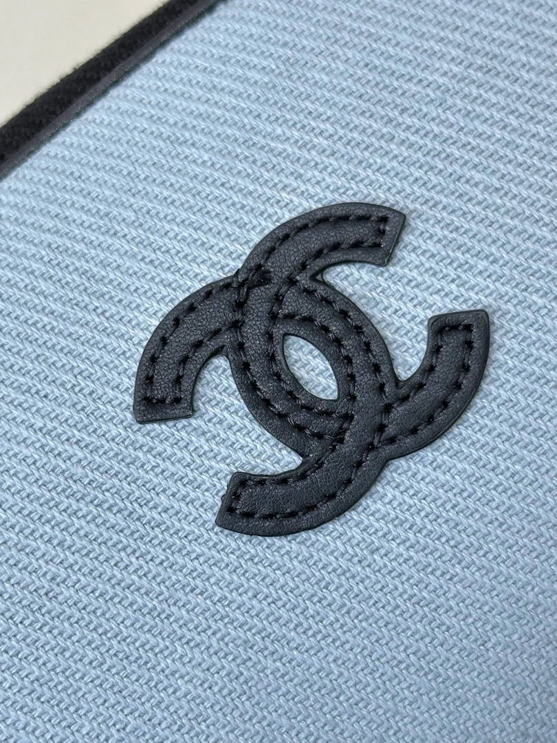 Chanel Small Zipped Pouch Canvas Calfskin & Silver-Tone Metal  AP5226 Blue & Black - Default Title - View 5
