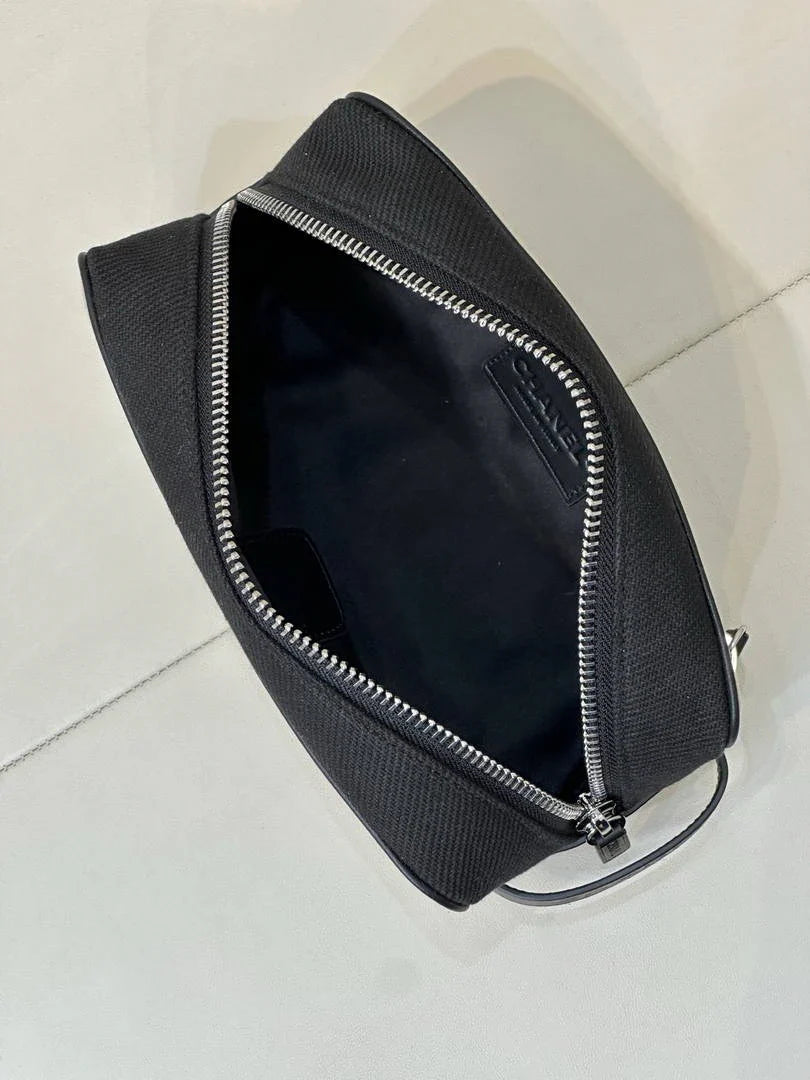 Chanel Small Zipped Pouch Canvas Calfskin & Silver-Tone Metal  AP5226 White &Black - Default Title - View 10