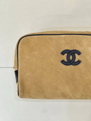 Chanel Small Zipped Pouch Canvas Calfskin & Silver-Tone Metal  AP5226 Dark Beige - Default Title - View 4