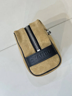 Chanel Small Zipped Pouch Canvas Calfskin & Silver-Tone Metal  AP5226 Dark Beige - Default Title - View 7