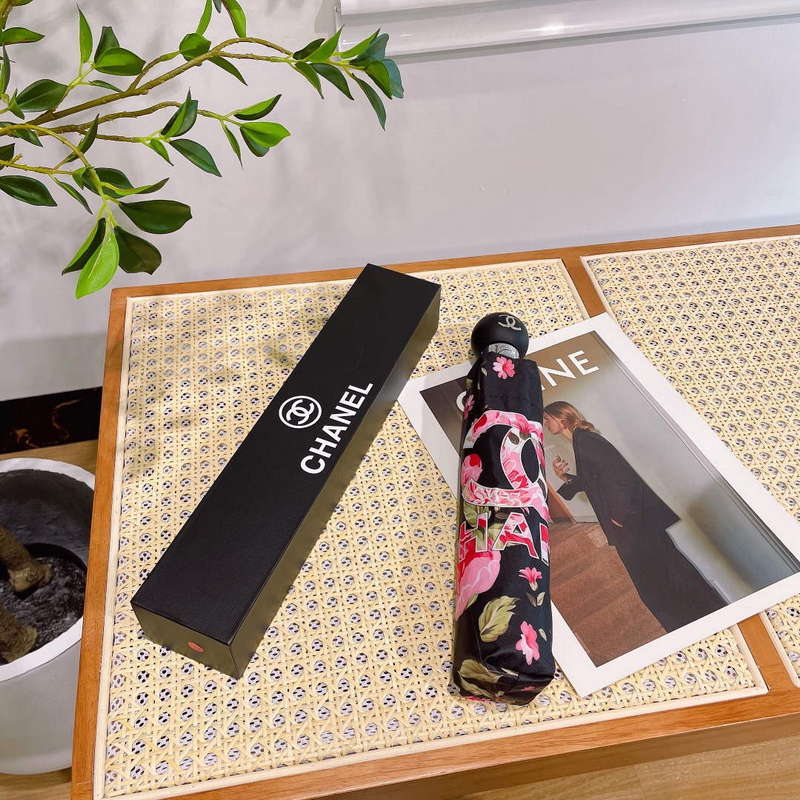 Chanel Three Fold Automatic Folding Sun Umbrella C855631
