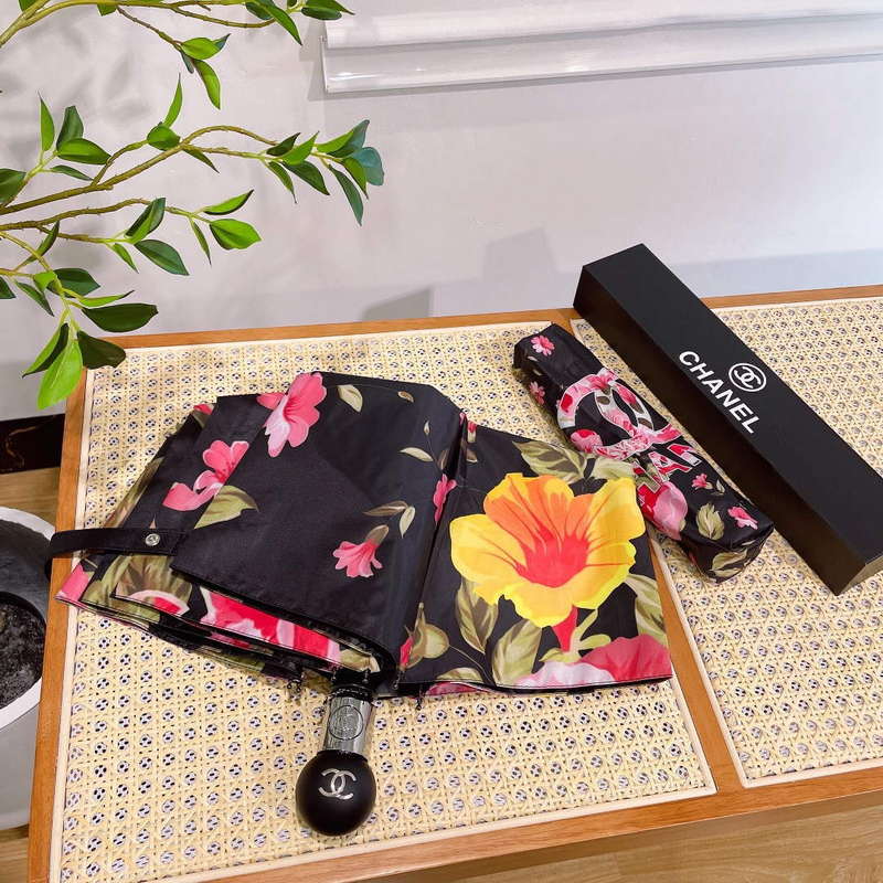 Chanel Three Fold Automatic Folding Sun Umbrella C855631