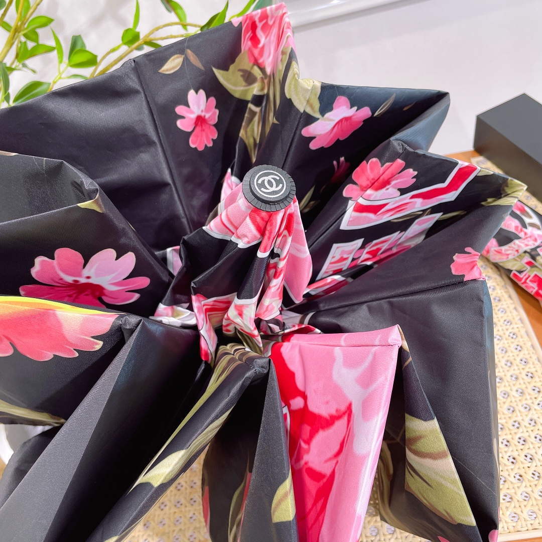 Chanel Three Fold Automatic Folding Sun Umbrella C855631