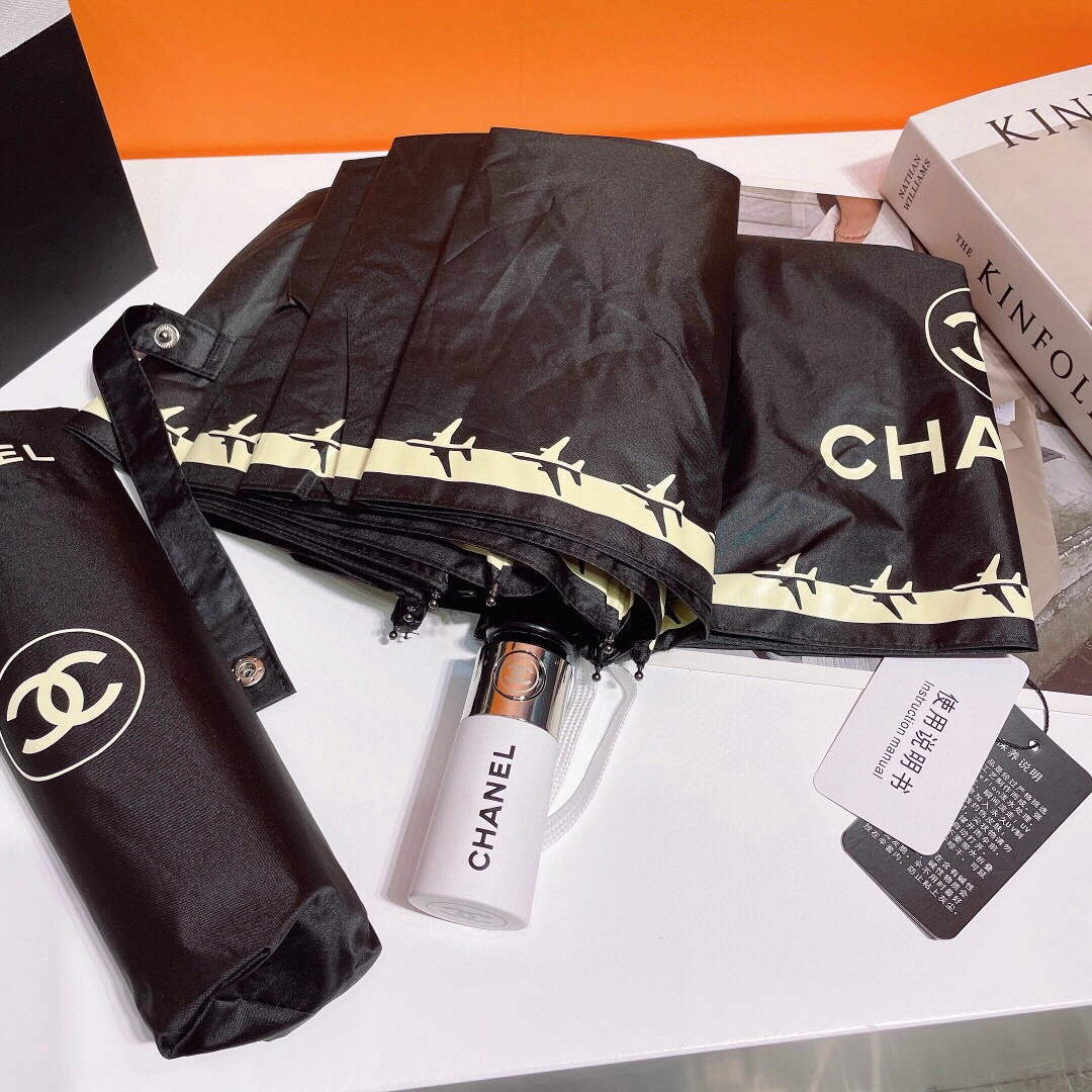 Chanel Three Fold Automatic Folding Sun Umbrella C855632